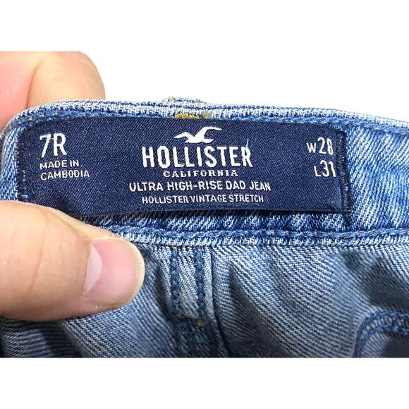 Hollister Ultra High Rise Dad Jean Vintage Stretch Distressed Womens 7R 28 x 31 - Picture 4 of 7